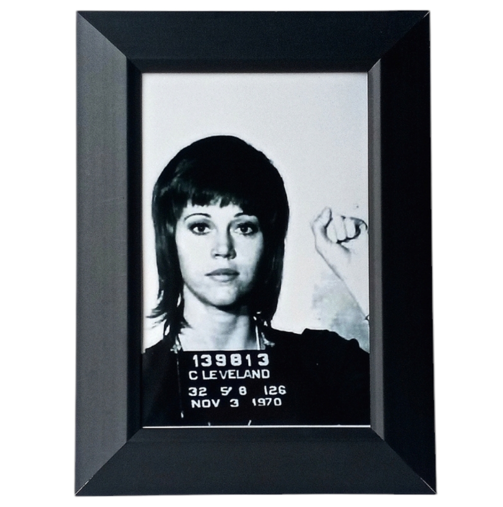 Jane Fonda Retro vintage Fun photograph 60s 70s. Mugshot jail Icon actress Funny